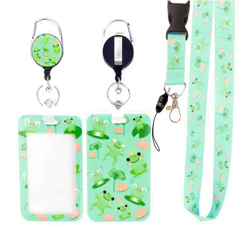 Jukeios Lanyards for Id Badges,Frog Lanyard Id Badge Holder Retractable Clip with Lanyard for Keys and Badge Reel,Teacher Lanyard Cute Breakaway Lanyard Badge Holder Heavy Duty,Badge Reel Name Badge Holders