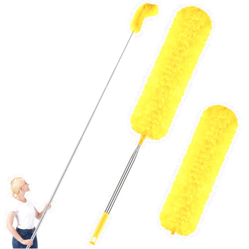 Newliton Dusters for Cleaning High Ceiling Fan, Newliton Microfiber Feather Duster with 30'' to 100'' Telescoping Extension Pole, Long Extendable Duster for Home Car Furniture Cobweb, Yellow