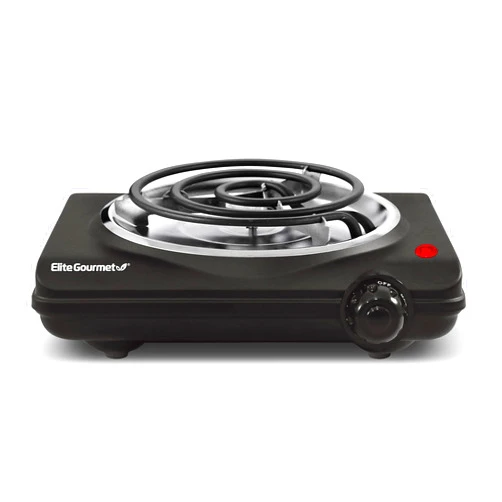 Elite Gourmet ESB100B Countertop Single Coiled Burner Electric Hot Plate, Temperature Control, Indicator Light, Easy to Clean, Black