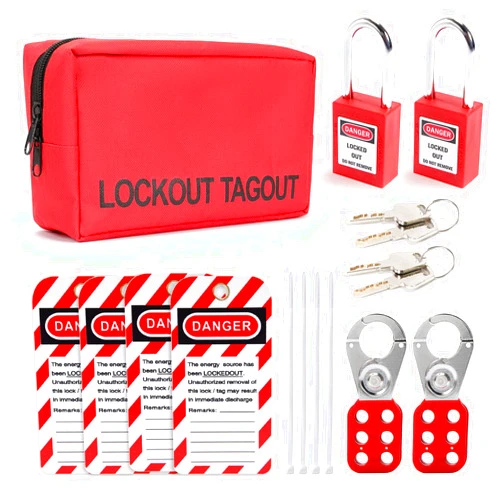 OMGTMD Safety Lockout Tagout Kit - Key Lock, Red, Silver