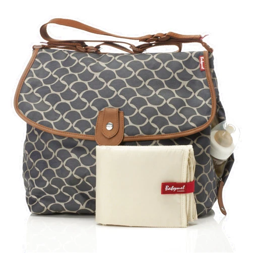 Babymel Satchel Diaper Bag, Wave Elephant Grey