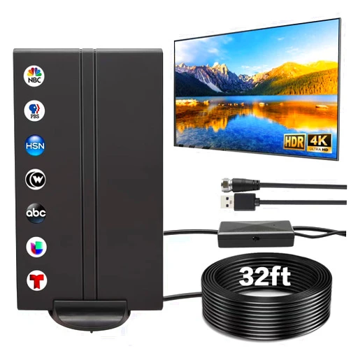 Gicoucc 2024 Upgraded TV Antenna - 1K Mile Long Range Indoor Outdoor,Digital Antenna for Smart TV, Receive Local Channels in 4K 1080P HDTV with Amplifier Signal Booster -32ft Cable