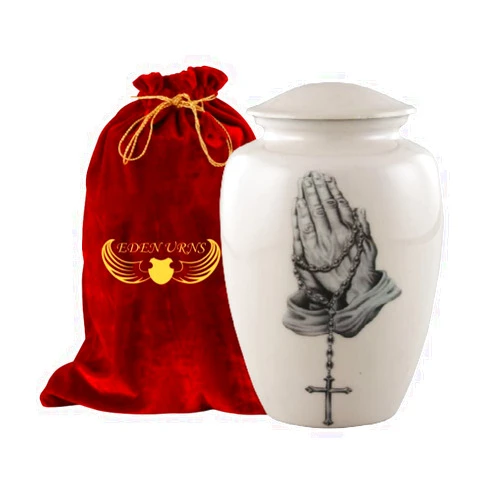 EDEN URNS Jesus Cross Cremation Urns for Human Ashes Adult for Funeral, Burial, Niche, or Columbarium Cremation (Aluminum)