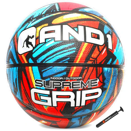 AND1 Supreme Grip Basketball: Official Regulation Size 7 (29.5 inches) Rubber Basketball - Deep Channel Construction Streetball, Made for Indoor Outdoor Basketball Games