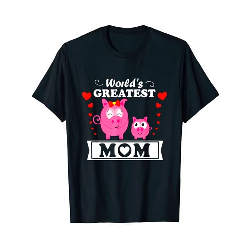Mother Designs - Henyo Stuffs Mother Child Piggies - World's Greatest Mom - Cute Pig Piggy T-Shirt
