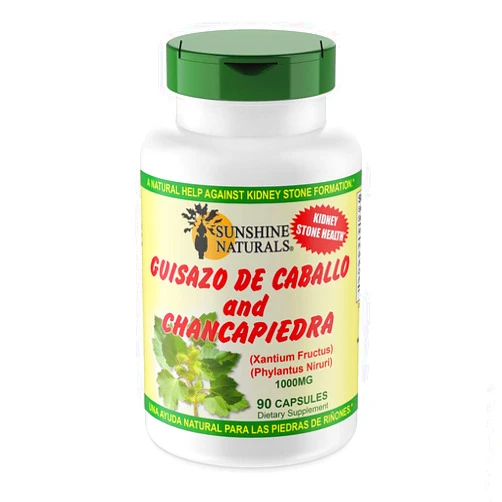 Sunshine Naturals Guisazo & Chancapiedra Supplement. Supports Kidney Health, Urinary Tract Function, Detoxification, and Kidney Stone Support. Promotes Healthy Function and Detox. 90 Capsules.