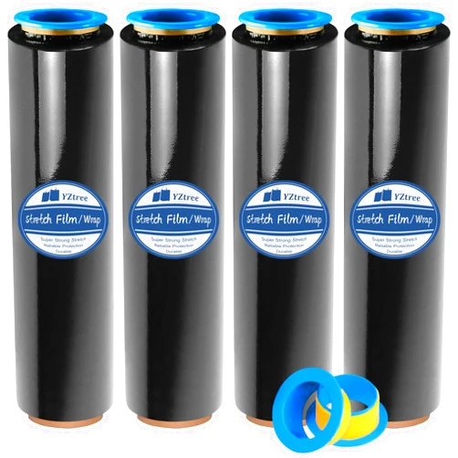 YZtree 4-Pack Black Pallet Wrap Stretch Film - 18