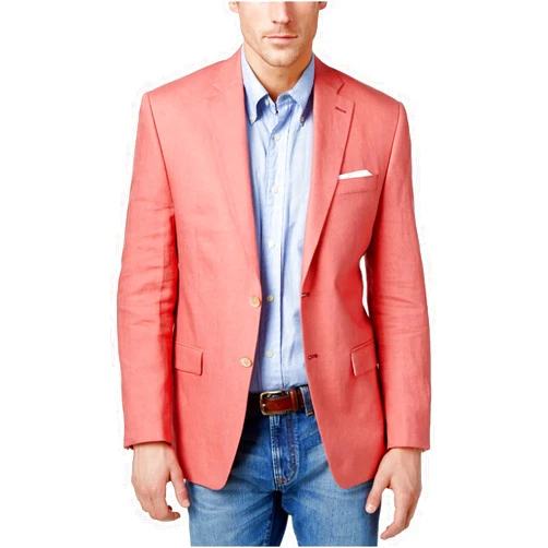 Lauren by Ralph Lauren LAUREN RALPH LAUREN Mens Linen Long Sleeve Sportcoat Pink