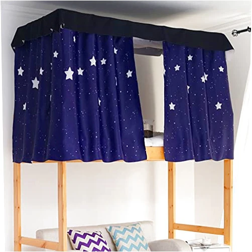 Generic ( 3 Panels Navy Star 100% Blackout Black Students Dorm Twin Bunk Bed Canopy Curtain for Bottom Bunk Bed Privacy Protection Curtains (Navy-Star, 78