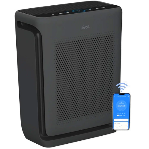LEVOIT Air Purifiers for Home Large Room Up to 1800 Ft² in 1 Hr with Washable Filters, Air Quality Monitor, Smart WiFi, HEPA Sleep Mode for Allergies, Pet Hair, Pollen in Bedroom, Vital 200S-P, Black