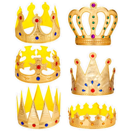 Xthrotsenk 6 Pcs Birthday King Crowns Foam Crowns Prince Princess Gold Crown King Queen Crown Hat Cap with Gems for Birthday Party Supplies Halloween Crown