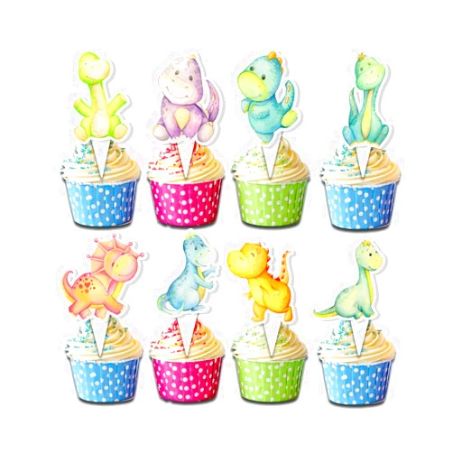 PC 24 PCS Dinosaur Cupcake Toppers - Cute Dino Party Decorations for Kids Birthday and Baby Showers