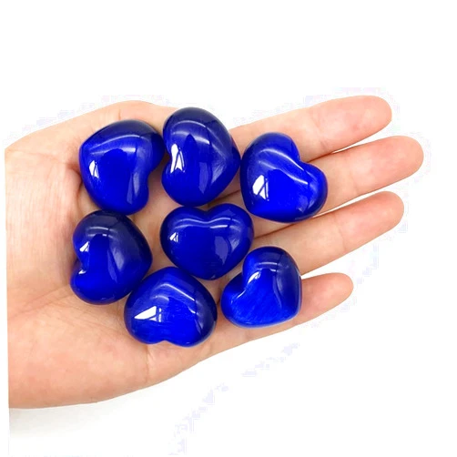 Gerrit JIALEI 1pc Beautiful Blue Cat Eye Stone Heart Shaped Crystal Stones Gem Healing Stones Gifts Decor Natural Quartz Crystals Lucky Crystal (Color : 1pc)