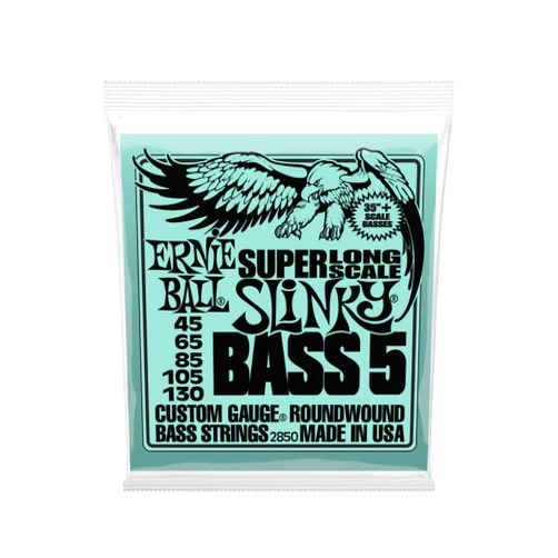 Ernie Ball 5-String Super Long Scale Slinky Nickel Wound Bass Guitar Strings, 45-130 Gauge (P02850)