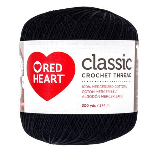 Red Heart Crochet Thread Black 1 Pack of Crochet - Cotton - Size 10-300 Yards - Knitting/Crochet