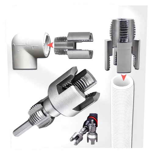 LIONICE 2 in 1 Integrated Internal & External Pipe Threading Tool 1/2 3/4 1 Npt 2025 Front Before PVC Pipe Re Threader Tool Electric Drill Thread Size Maker Kit for Plastic PPR Pipe Tap Die Set (3/4