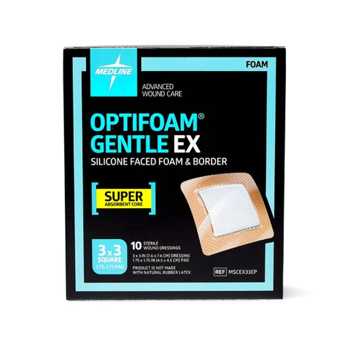 Medline Optifoam Gentle EX Bordered Foam Adhesive Dressing, 3