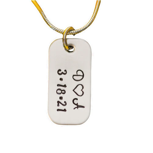 Pretty Prairie Mini Dog Tag Anniversary Necklace, Personalized Dog Tag, Engagement Gift, Husband Gift, Boyfriend Gift, Wife Valentine, Birthday for Him