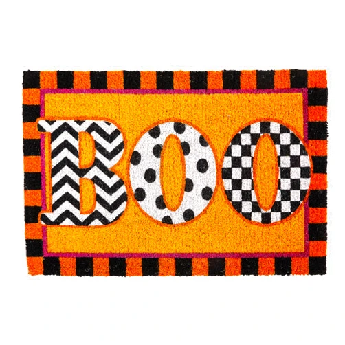 MACKENZIE-CHILDS Entrance Mat, Decorative Outdoor Coir Doormat, Front-Door Mat and Welcome Mat, Boo