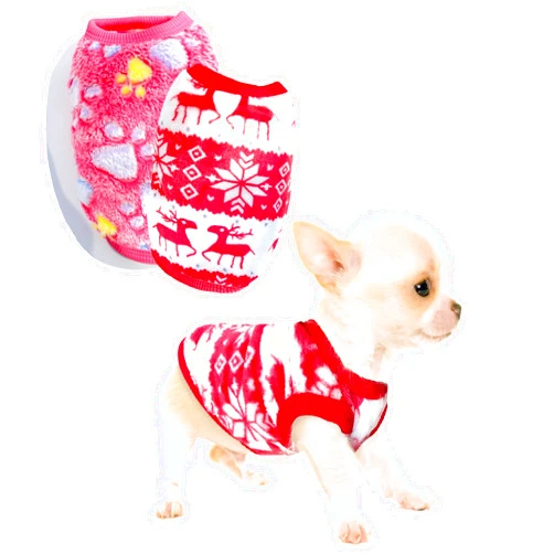 Generic 2 Pieces Dog Christmas Outfit Puppy Sweater Teacup Dog Clothes Chihuahua Clothes Reindeer Snowflake Xmas Pet Warm Winter Clothes for Extra Small Dog Kitty Puppy Cat (X-Small)