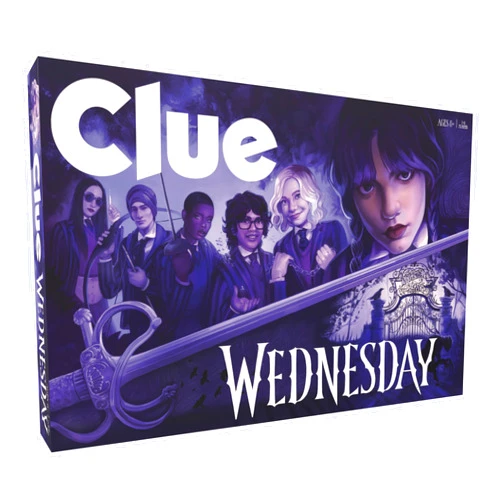 USAOPOLY CLUE: Wednesday | Classic Board Game Inspired by The Netflix Original Series | Solve The Mystery at Nevermore Academy with Friends and Family | Officially Licensed Merchandise | 2-6 Players | Ages 8+