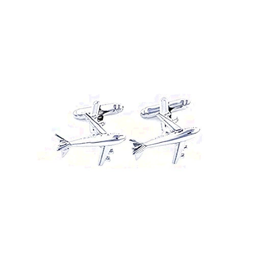 MRCUFF Airplane Plane Commercial Jetliner Jet Aircraft Pilot Pair Cufflinks in a Presentation Gift Box & Polishing Cloth