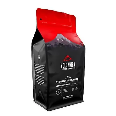 Volcanica Coffee Ethiopian Yirgacheffe Coffee, Organic, Ground, Fresh Roasted, 16-ounce Ethiopian Yirgacheffe 1 Pound (Pack of 1)