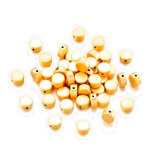Craftdady 50Pcs 14K Matte Gold Flat Round Spacer Beads Textured Solid Brass Tiny Coin Disc Loose Beads 6x3mm for Bracelet Necklace Jewelry Making Hole: 1mm