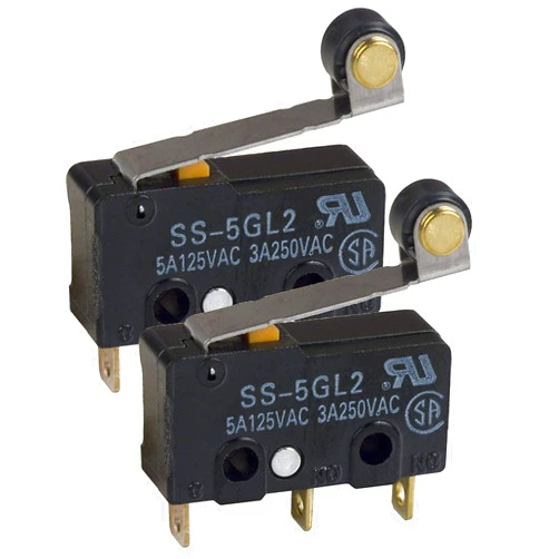 Omron Switch Snap Action SS-5GL2 (Pack of 2) N.O./N.C. Single Pole, Double Throw Hinge Roller Lever Solder 5A 250VAC 14 Volt 0