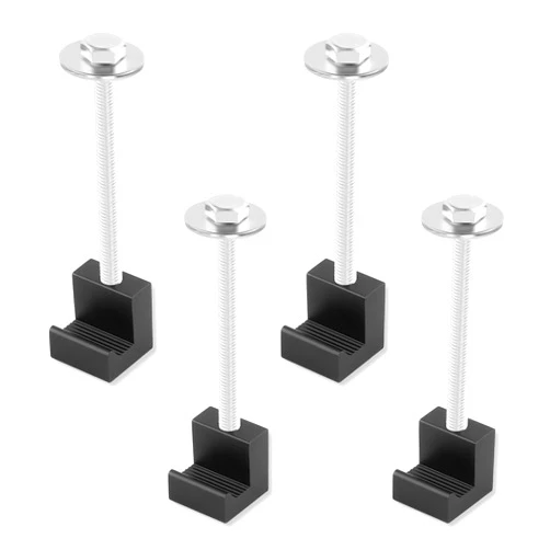 Carleef 4PCS Truck Tool Box Mounting Kit,Aluminum Alloy Tool Box Mount J Hook Crossover Tie Downs,Universal Truck Accessories Pickup Toolbox Rail Mounting Kit for Fix Tool Boxes (Black)