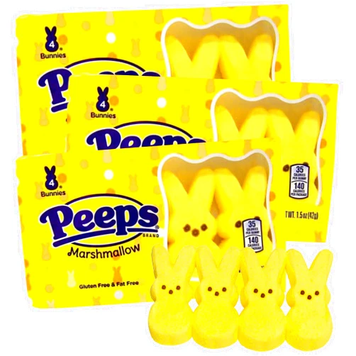 Needzo Yellow Bunny Marshmallow Easter Basket Fillers (Pack of 3) 1.5 Ounce Each