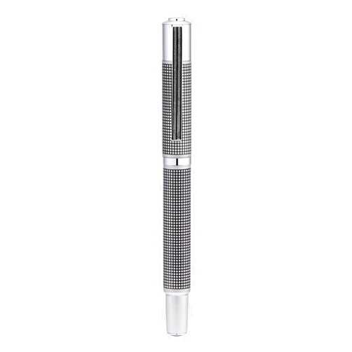 Yookers Metis Refillable Fibre Pen in Satin Chrome Black Grid 1.0mm Tip