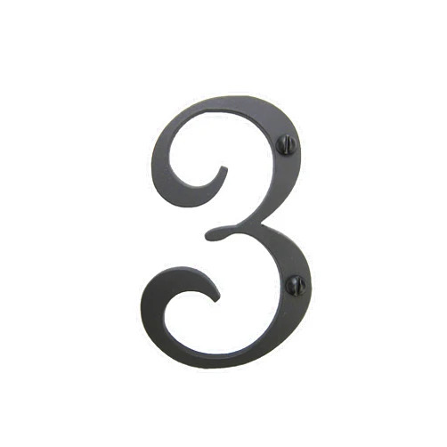 Bushere & Son Iron Studio Inc. Classic Smooth Spanish Style Address Number 3 (Black)