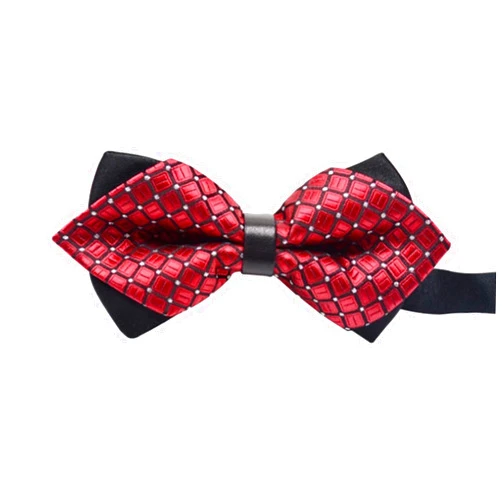 Aulens Dots Diamond Pointed Double Bow Ties For Men With Solid Formal Banded Pre-tied Gift Set