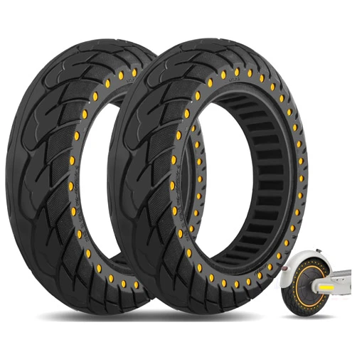 Felixstory 10x2.5 Inch Solid Tire, Fit for 60/70-6.5 Original Tire, Fit for VOLPAM SP01 Aovopro ESMAX Ninebot MAX G2/ G30P/ G30LP/ F25I/ F2 Gotrax G MAX/ECLIPSE Electric Scooter, Yellow 2pcs