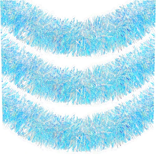 Woosir 39.4FT Iridescent Blue Christmas Tree Tinsel Garland Decorations Metallic Streamers Christmas Tinsel Garland Xmas Tree Garlands for Mantle Stair Fireplace Party Indoor Outdoor