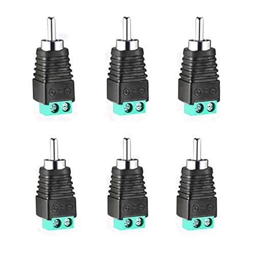 Iskueal RCA Plugs for Speaker Wire，RCA to AV Screw Terminal Connector, Phono RCA Male Plug Solderless Converter Audio/Video Speaker Wire Connectors Solderless Adapter