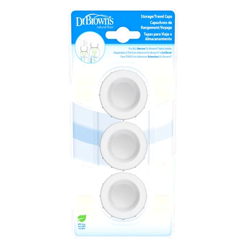 Dr. Brown's Travel and Storage Baby Bottle Caps for Natural Flow and Options+ Baby Bottles - 3-Pack - Narrow