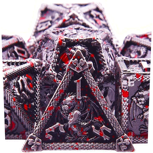 AUSTOR 7-Die Metal DND Dice Set Dungeons and Dragons Polyhedral Roll Playing Dice with Box D20 D12 D10 D% D8 D6 D4 for Pathfinder MTG RPG Board Games