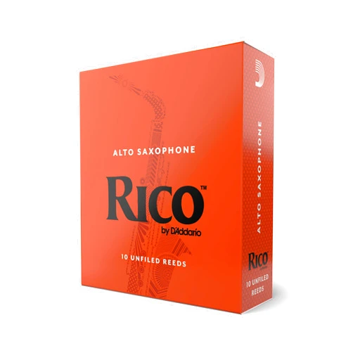 D'Addario Rico Saxophone Reeds - Reeds for Alto Saxophone - Thinner Vamp Cut for Ease of Play, Traditional Blank for Clear Sound, Unfiled for Powerful Tone - 2.5 Strength - Made in the USA - 10-Pack