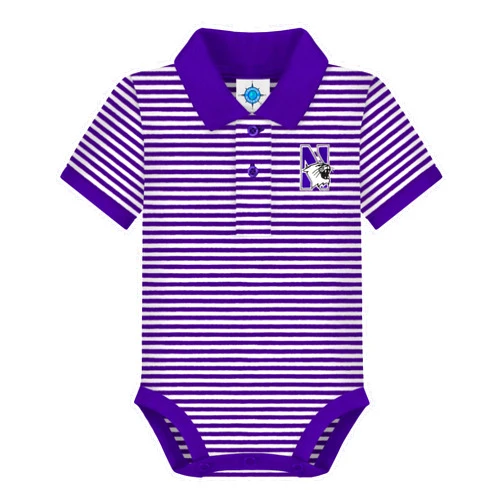 Creative Knitwear College Baby Striped Polo Bodysuit - Team Logo, Multiple Colors, for Boys & Girls (0-12 Months)