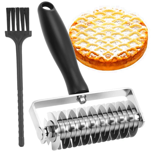 Ecavria Pastry Lattice Roller Cutter, Premium Stainless Steel Lattice Dough Cutter, Professional Pastry Cutting Tool for Beef Wellington Pie Bread Cookie Pizza