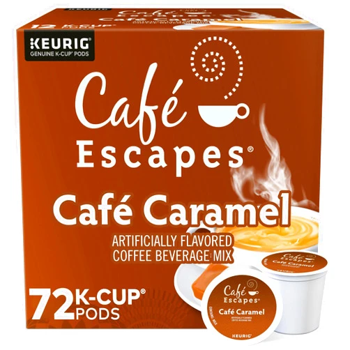 Café Escapes Café Caramel, Keurig Single-Serve K-Cup Pods, Flavored Coffee, 72 Count