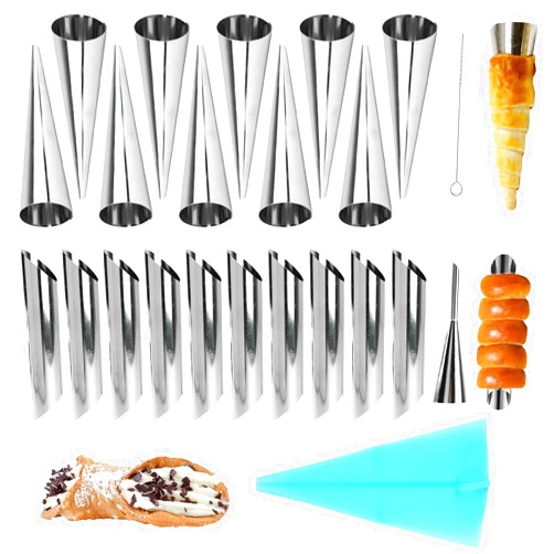 Restynic Cannoli Tubes Molds & Cream Horn Baking Set - 23-Piece Non-Stick Molds, Cone Shaped & Tube Forms for Professional & Home Bakers, DIY Desserts, Pastries, and Appetizers