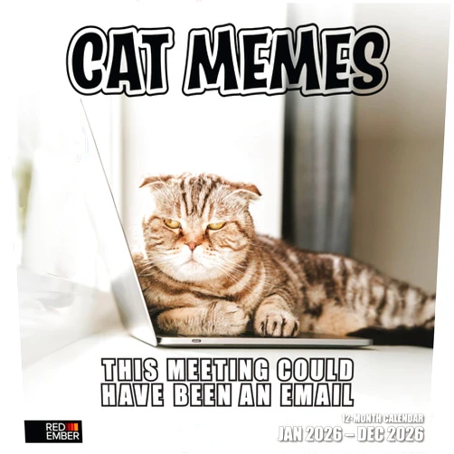 RED EMBER Cat Memes 2026 Wall Calendar 12 Month | 12