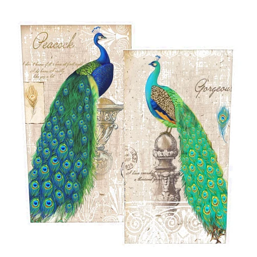 COVASA Peacock Hand Towels for Bathroom Set of 2 Vintage Elegant Teal Blue Peacocks Exotic Animal Farmhouse Soft Absorbent Decorative Small Bath Towel Kitchen Dish Guest Towel for Spa,Gym 15.7