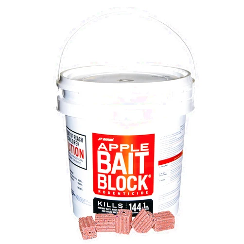 JT Eaton 709-AP Bait Block Anticoagulant Rodenticide, Apple Flavor, for Mice and Rats (9 lb Pail of 144)