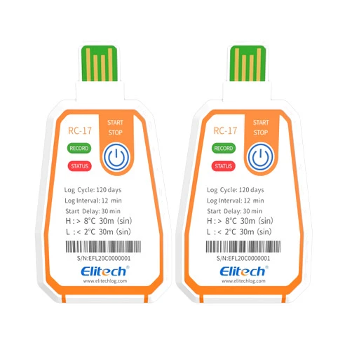 Elitech 2Pack USB PDF Data Logger Recorder Single-use Disposable, up to 120 Days Transportation, Temperature Monitoring Report -22～158℉ RC-17