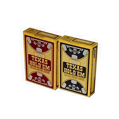 COPAG TEXAS HOLD'EM JUMBO INDEX PLAYING CARDS 2 DECK SET, 1 RED & 1 BLACK