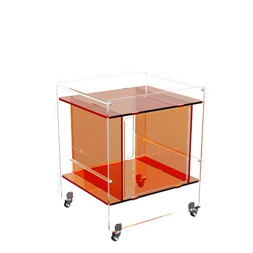 Zoneshare Transparent Acrylic Mobile Side Table with Wheels - Multifunctional Storage & Stylish Home Decor (Orange)